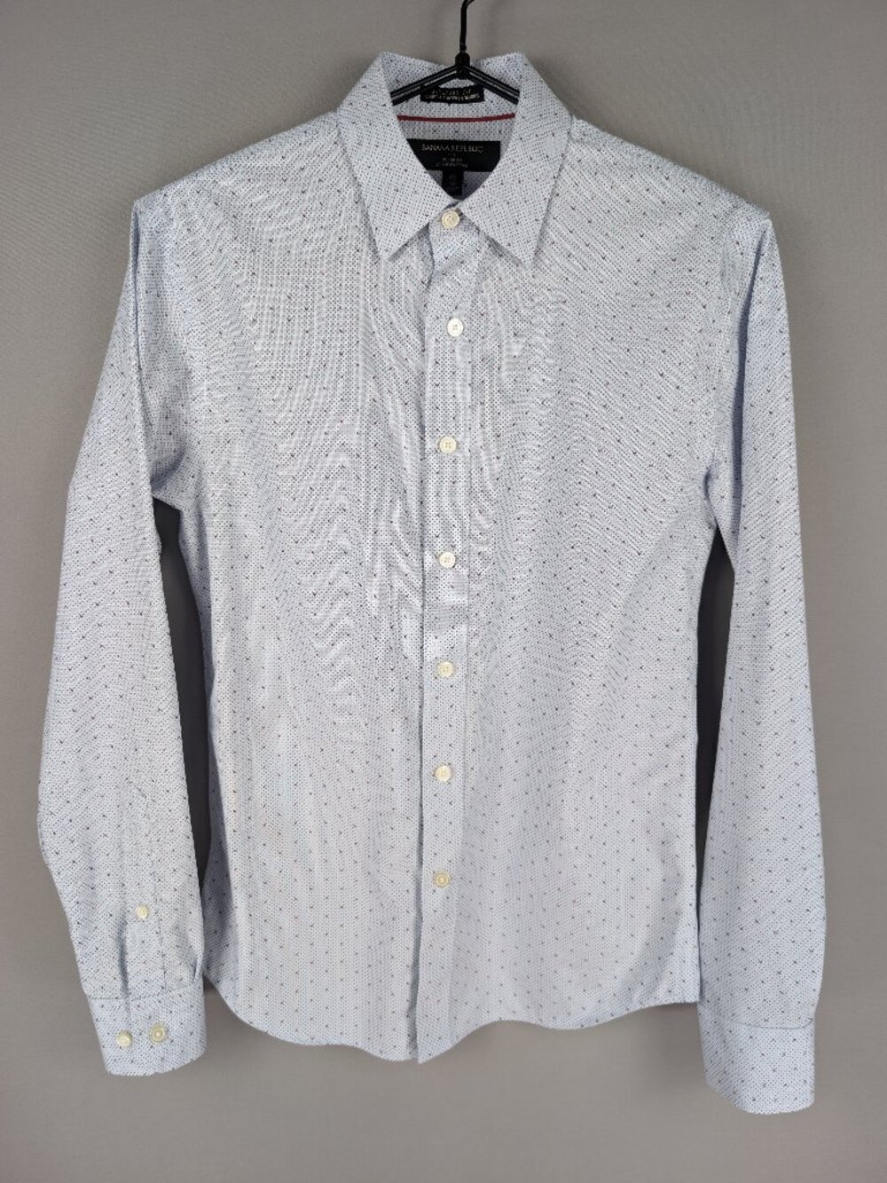 Banana Republic Untucked Fit Non-Iron Mens XS Blue Dot Floral L/S Shirt